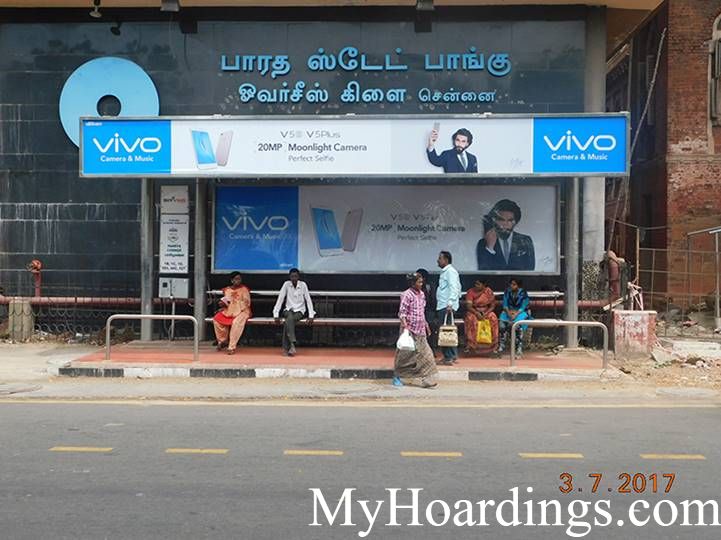 Hoardings Advertising in Chennai, Bus Stop Ads Agency in State bank of India Bus Stop in Chennai